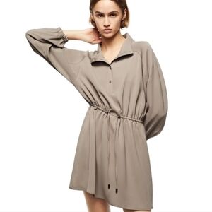 Zara Dress Minimalist Layers Womens S Effortless Preppy Office Staple Soft Taupe